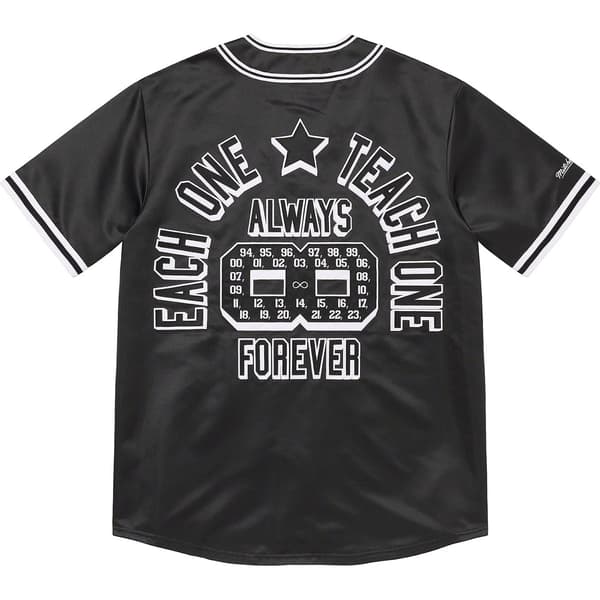 Supreme Mitchell &amp; Ness Satin Baseball Jersey - Black (front)