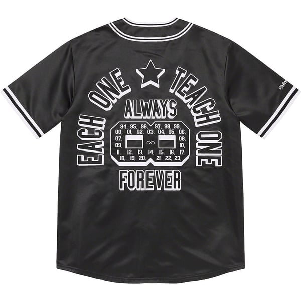 Supreme Mitchell &amp; Ness Satin Baseball Jersey - Black (front)