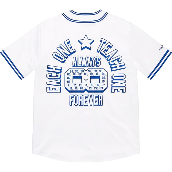 Supreme Mitchell &amp; Ness Satin Baseball Jersey - White (front)