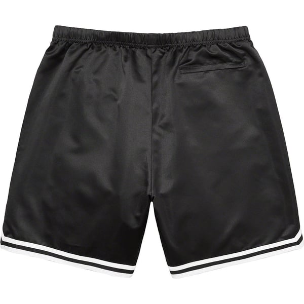 Supreme Mitchell & Ness Satin Basketball Short - Black (front)
