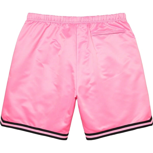Supreme Mitchell & Ness Satin Basketball Short - Pink (front)