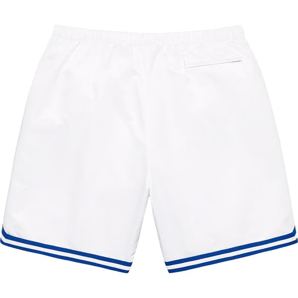 Supreme Mitchell &amp; Ness Satin Basketball Short - White (front)