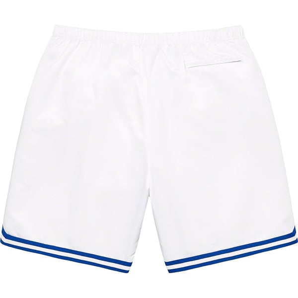 Supreme Mitchell & Ness Satin Basketball Short - White (front)