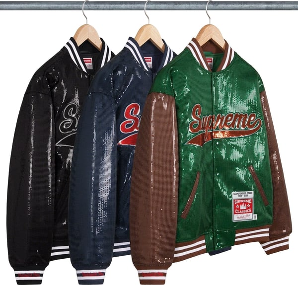 Supreme Mitchell &amp; Ness Sequin Varsity Jacket - Product Image