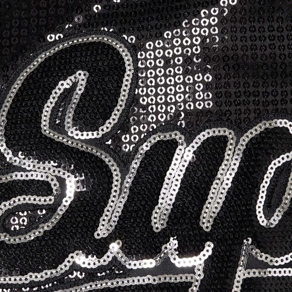 Supreme Mitchell & Ness Sequin Varsity Jacket - Black (front)