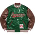 Supreme Mitchell &amp; Ness Sequin Varsity Jacket - Green (front)
