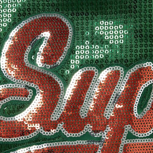 Supreme Mitchell &amp; Ness Sequin Varsity Jacket - Green (front)