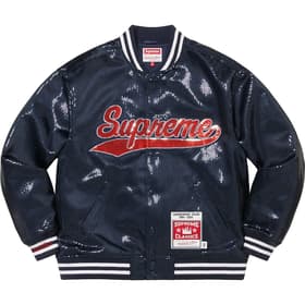 Supreme Mitchell &amp; Ness Sequin Varsity Jacket Navy