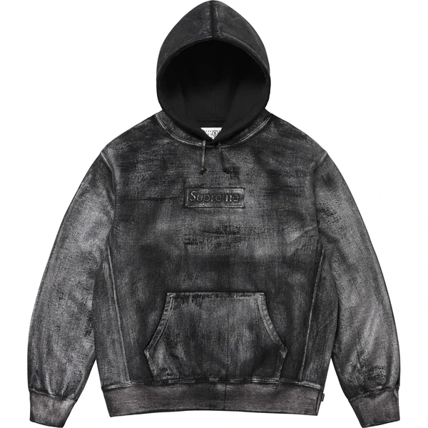 Supreme MM6 Maison Margiela Foil Box Logo Hooded Sweatshirt - Black (front)
