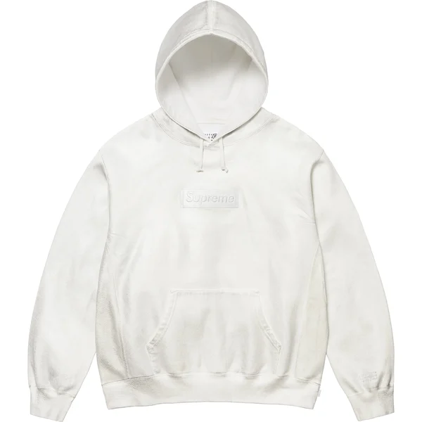 Supreme MM6 Maison Margiela Foil Box Logo Hooded Sweatshirt - White (front)
