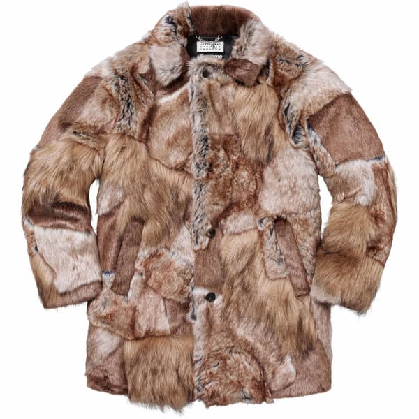 Supreme MM6 Maison Margiela Patchwork Faux Fur Coat - Brown (front)