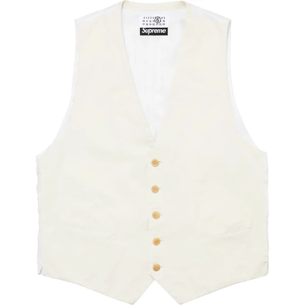 Supreme MM6 Maison Margiela Washed Cotton Suit Vest - Cream (front)