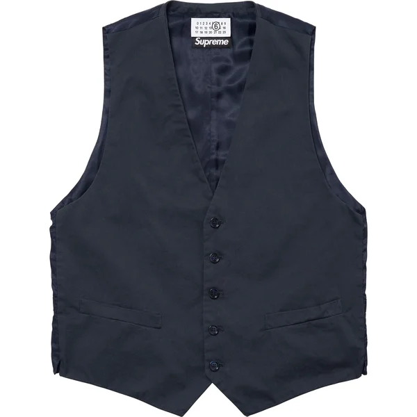 Supreme MM6 Maison Margiela Washed Cotton Suit Vest - Navy (front)