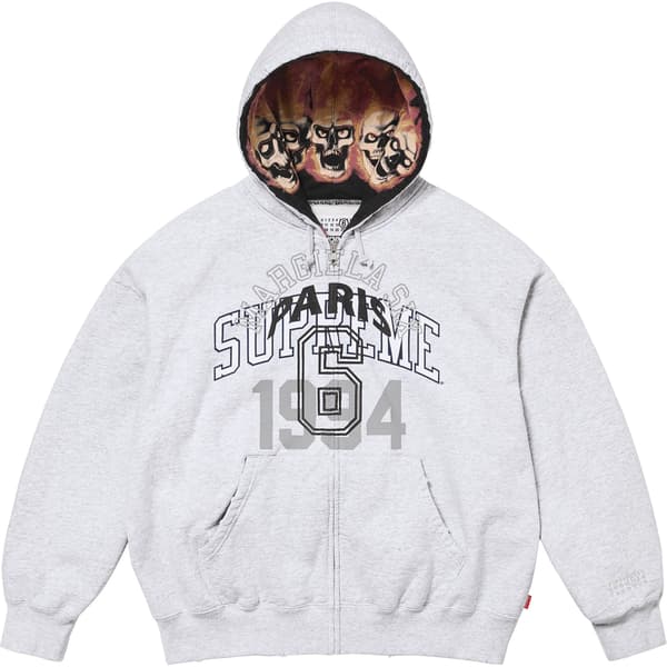 Supreme MM6 Maison Margiela Zip Up Hooded Sweatshirt - Ash Grey (front)