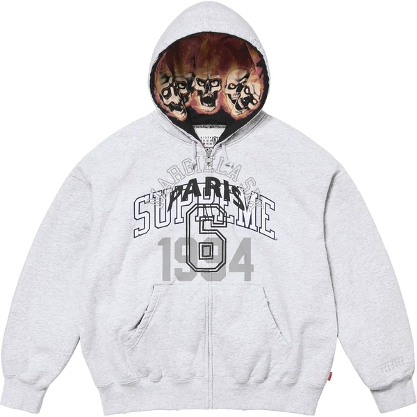 Supreme MM6 Maison Margiela Zip Up Hooded Sweatshirt - Ash Grey (front)