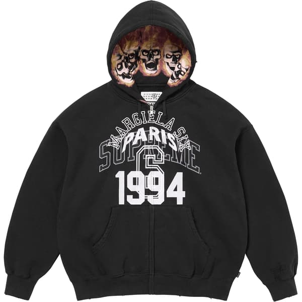 Supreme MM6 Maison Margiela Zip Up Hooded Sweatshirt - Black (front)