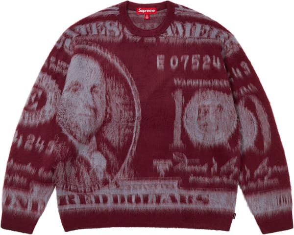 Supreme Money Sweater - Burgundy (front)