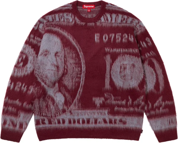 Supreme Money Sweater - Burgundy (front)