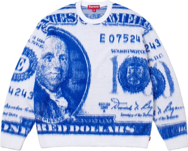 Supreme Money Sweater - White (front)