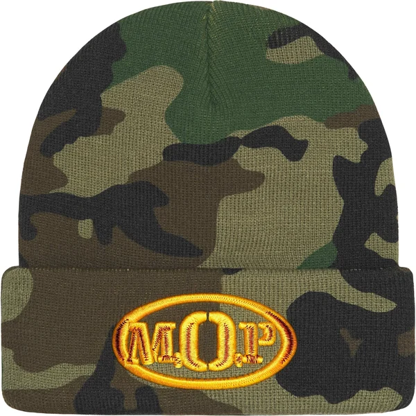 Supreme M.O.P. Beanie - Woodland Camo (front)