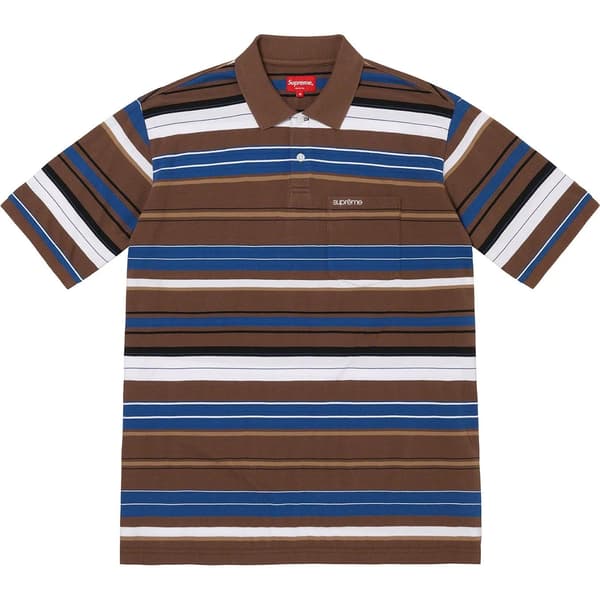 Supreme Multi Stripe Polo - Brown (front)