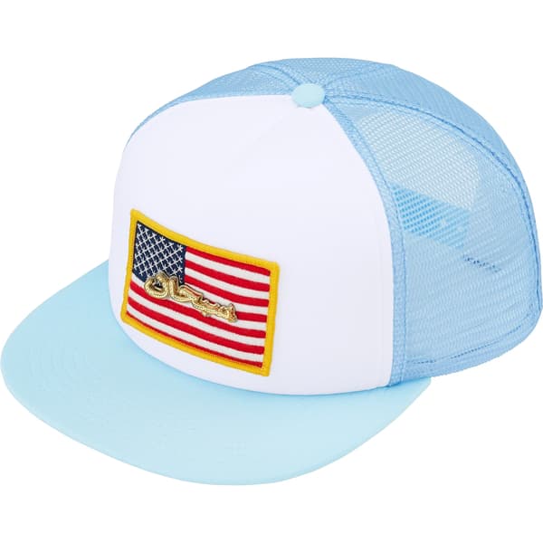 Supreme Name Plate Mesh Back 5-Panel - Light Blue (front)