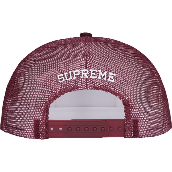 Supreme Name Plate Mesh Back 5-Panel - Maroon (front)