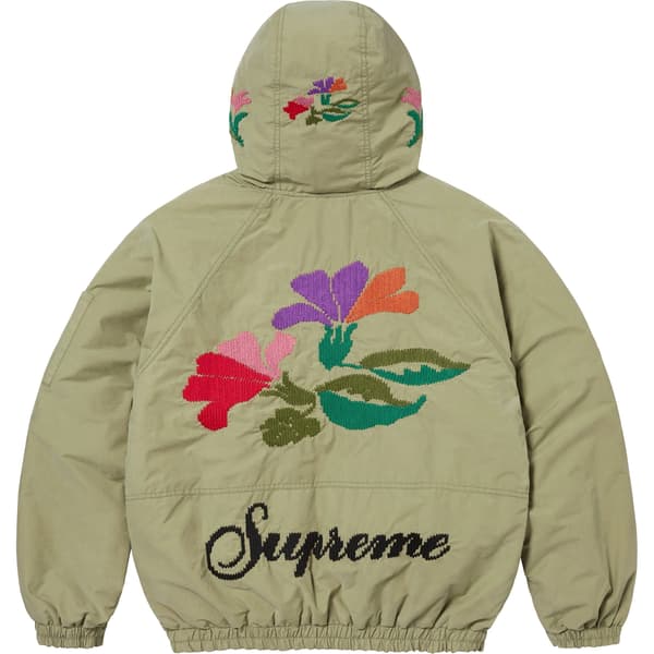 Supreme Needlepoint Hooded Jacket - Olive (front)