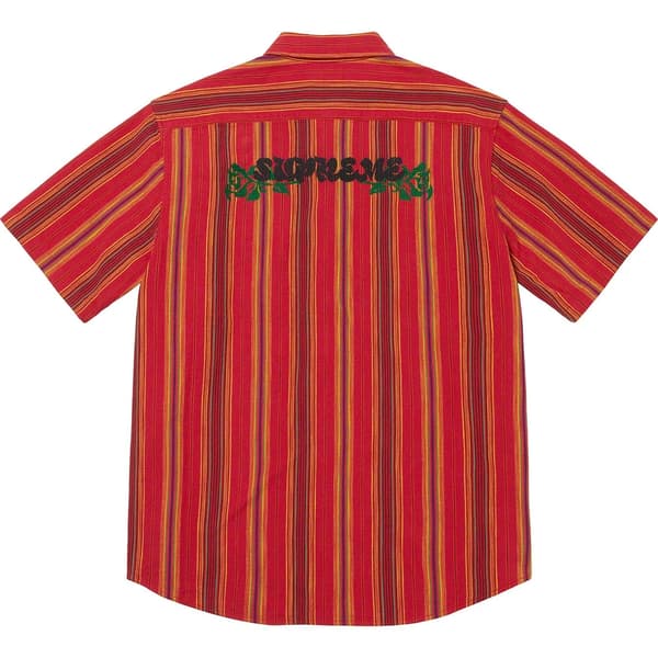 Supreme Needlepoint S/S Shirt - Gold Stripe (front)