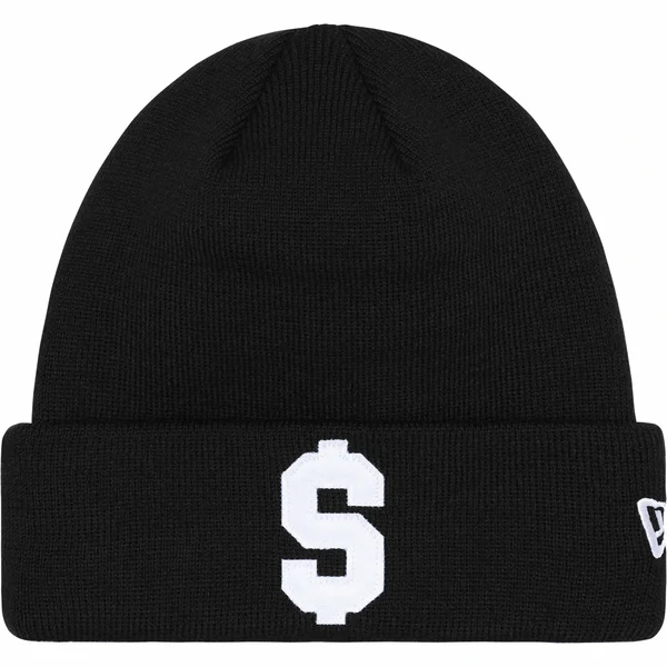 Supreme New Era $ Beanie - Black (front)
