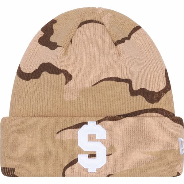 Supreme New Era $ Beanie - Desert Camo (front)