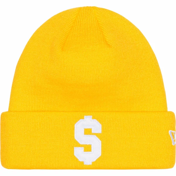 Supreme New Era $ Beanie - Gold (front)