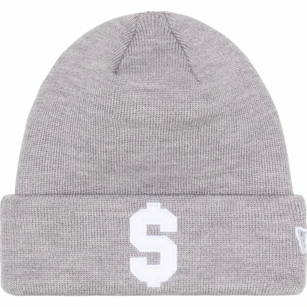 Supreme New Era $ Beanie - Heather Grey (front)