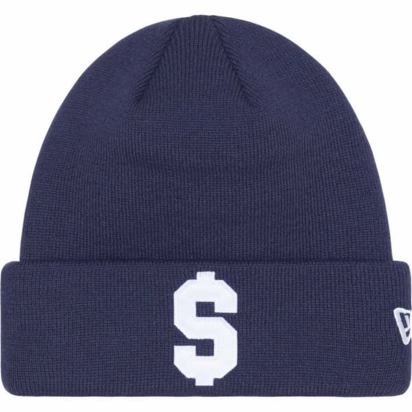 Supreme New Era $ Beanie - Navy (front)