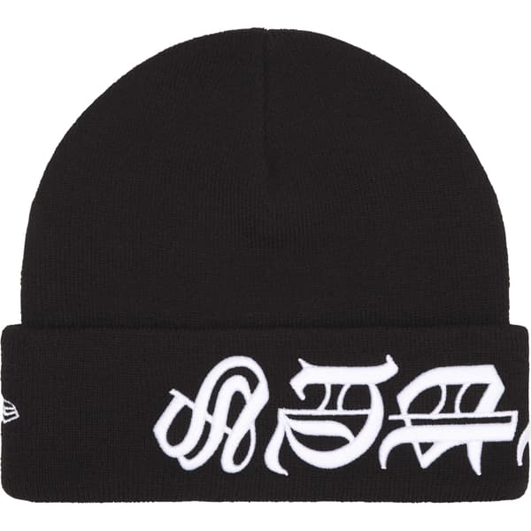 Supreme New Era Blackletter Beanie - Black (front)
