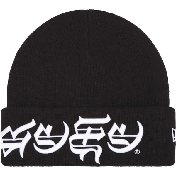 Supreme New Era Blackletter Beanie - Black (front)