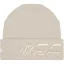 Supreme New Era Blackletter Beanie - Stone (front)