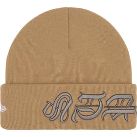 Supreme New Era Blackletter Beanie Tan