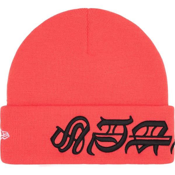 Supreme New Era Blackletter Beanie - Watermelon (front)