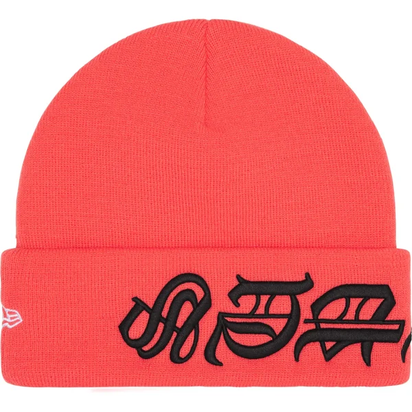 Supreme New Era Blackletter Beanie - Watermelon (front)