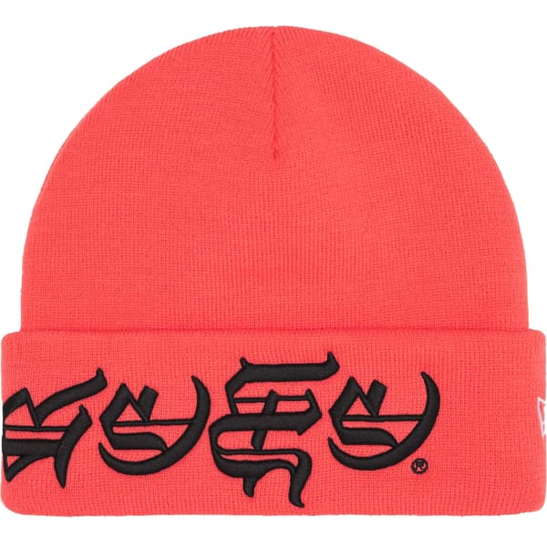 Supreme New Era Blackletter Beanie - Watermelon (front)