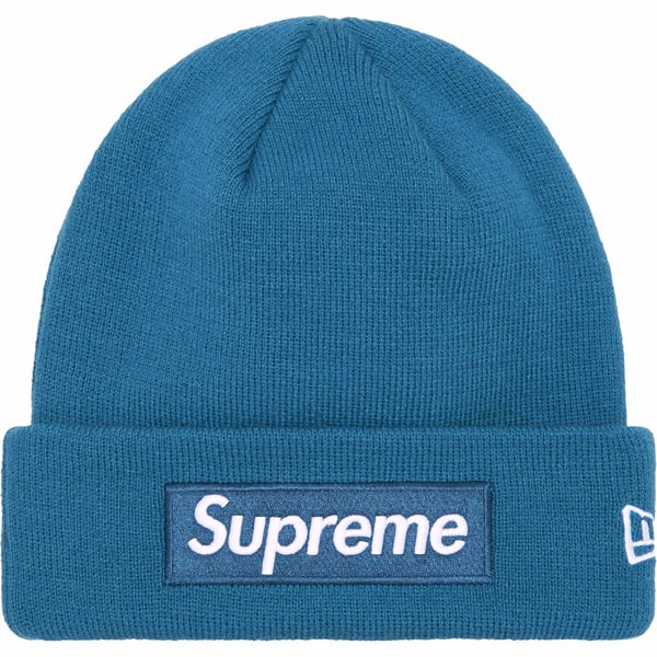 Supreme New Era Box Logo Beanie - Blue (front)