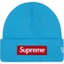 Supreme New Era Box Logo Beanie - Cyan (front)