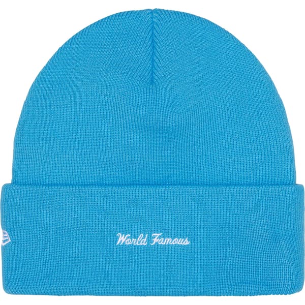 Supreme New Era Box Logo Beanie - Cyan (front)
