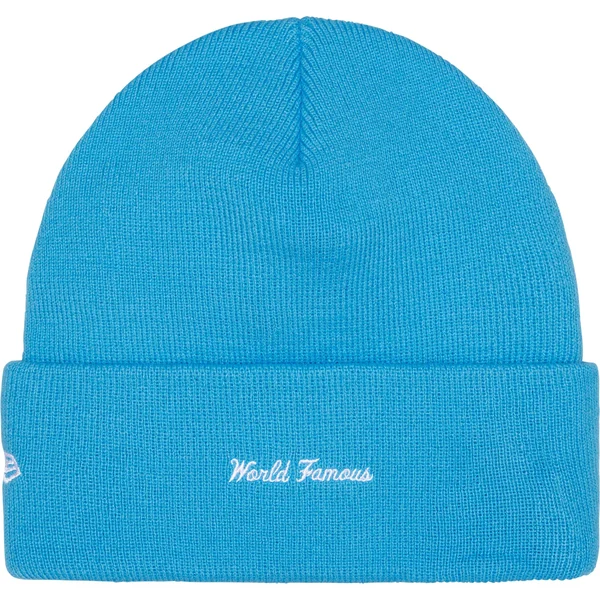 Supreme New Era Box Logo Beanie - Cyan (front)