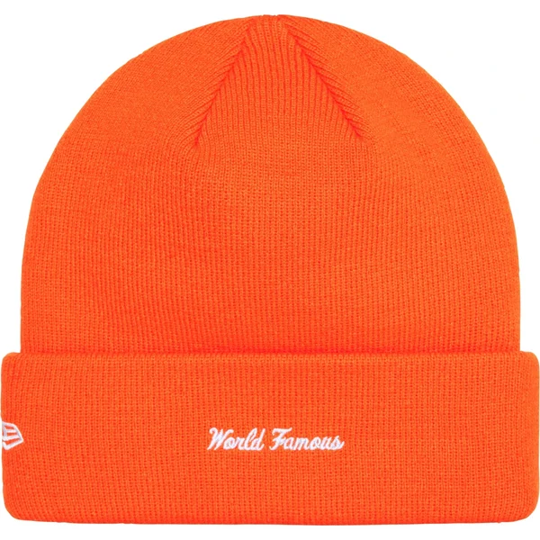 Supreme New Era Box Logo Beanie - Dark Orange (front)