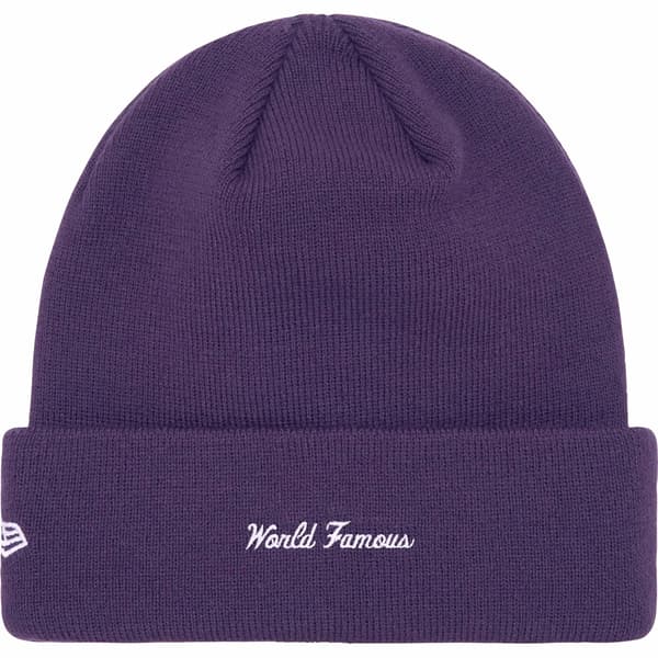 Supreme New Era Box Logo Beanie - Dark Purple (front)