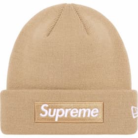 Supreme New Era Box Logo Beanie Dark Sand