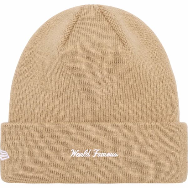 Supreme New Era Box Logo Beanie - Dark Sand (front)