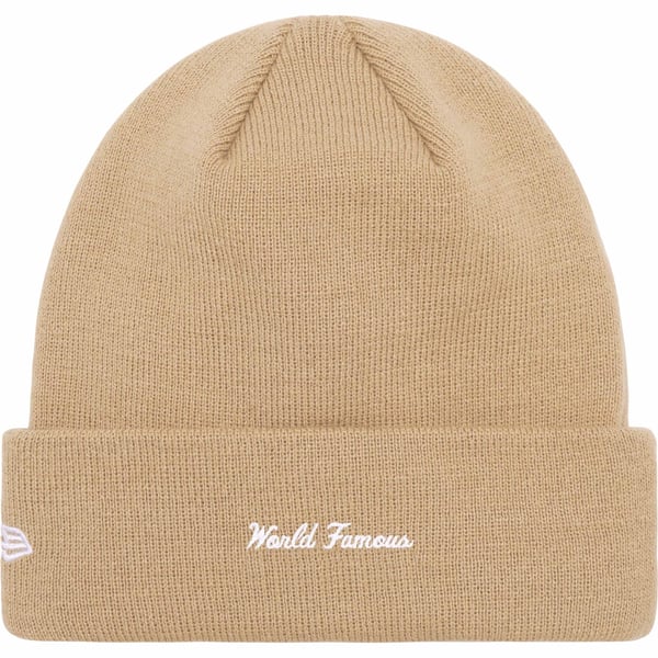 Supreme New Era Box Logo Beanie - Dark Sand (front)